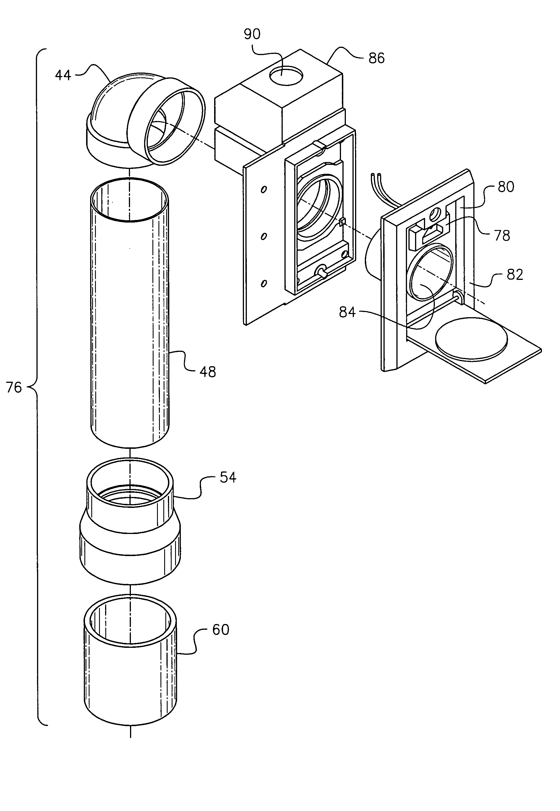 Pipe coupler for in-wall central vacuuming system