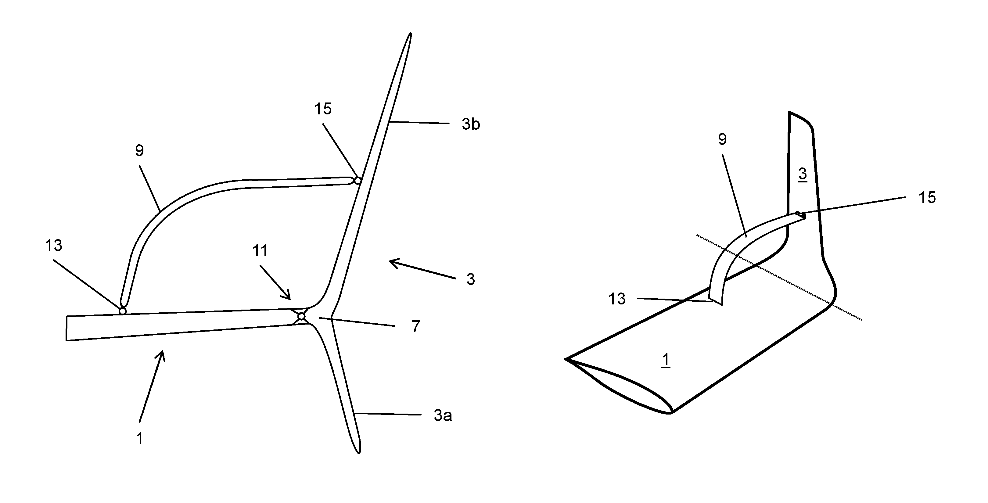 Aircraft wing with a wing tip device and a strut