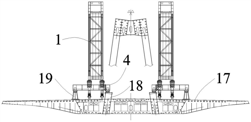 Steel box truss combined bridge deck crane supporting and anchoring system and walking method