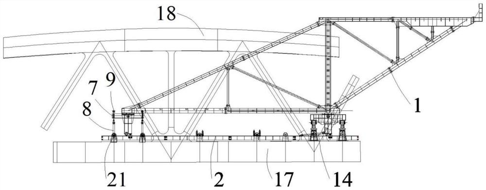Steel box truss combined bridge deck crane supporting and anchoring system and walking method