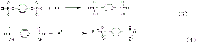 Method for preparing organic phosphorous flame retardant with hydroquinone phosphate as framework