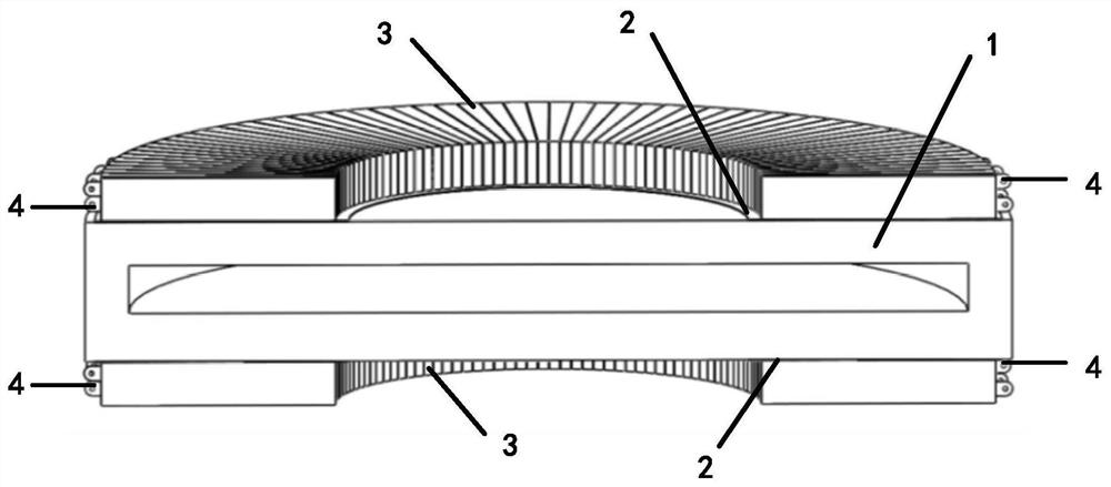 Mosaic curved disc underwater acoustic transducer