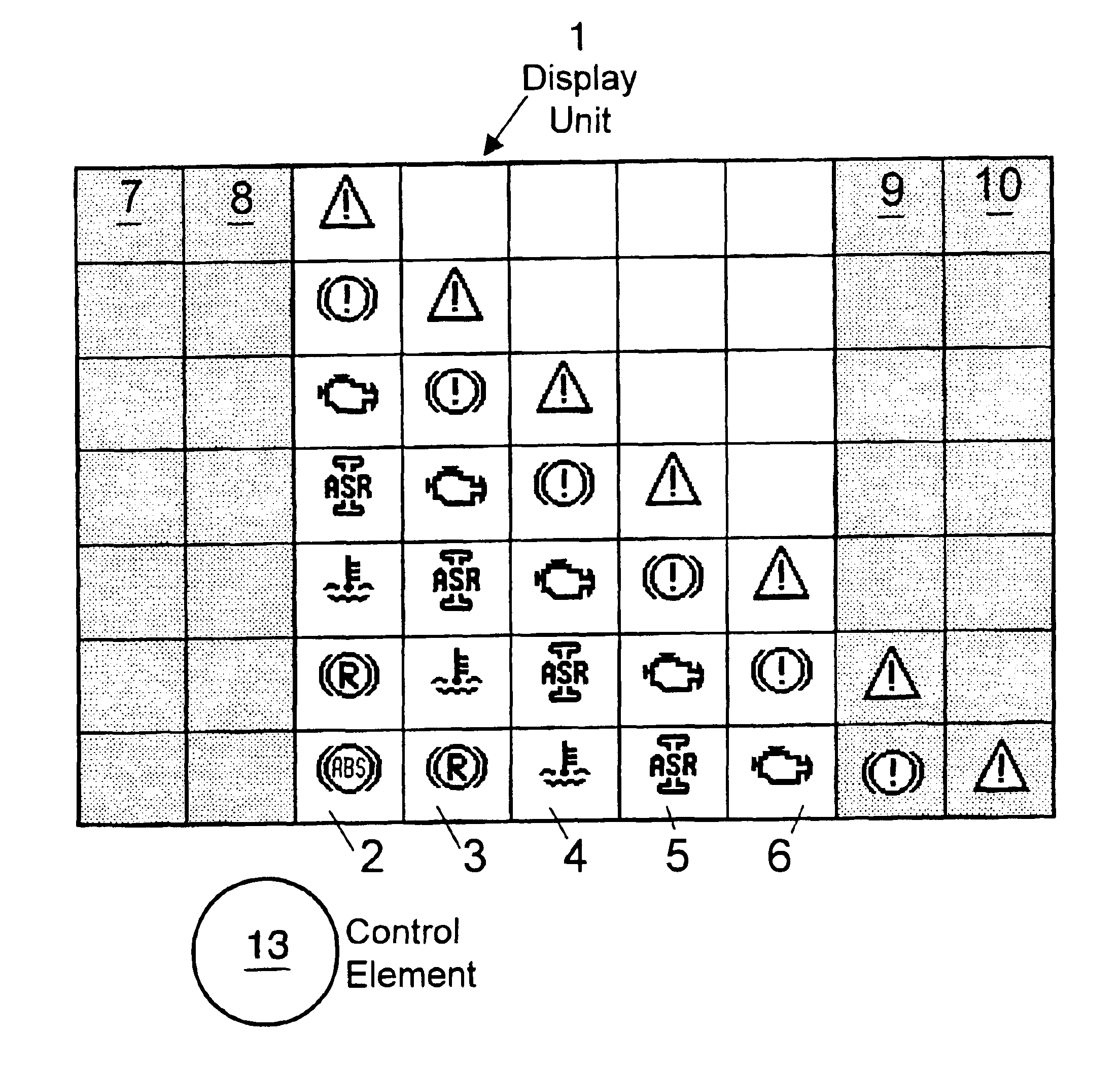 Device and method for displaying pictograms in a vehicle