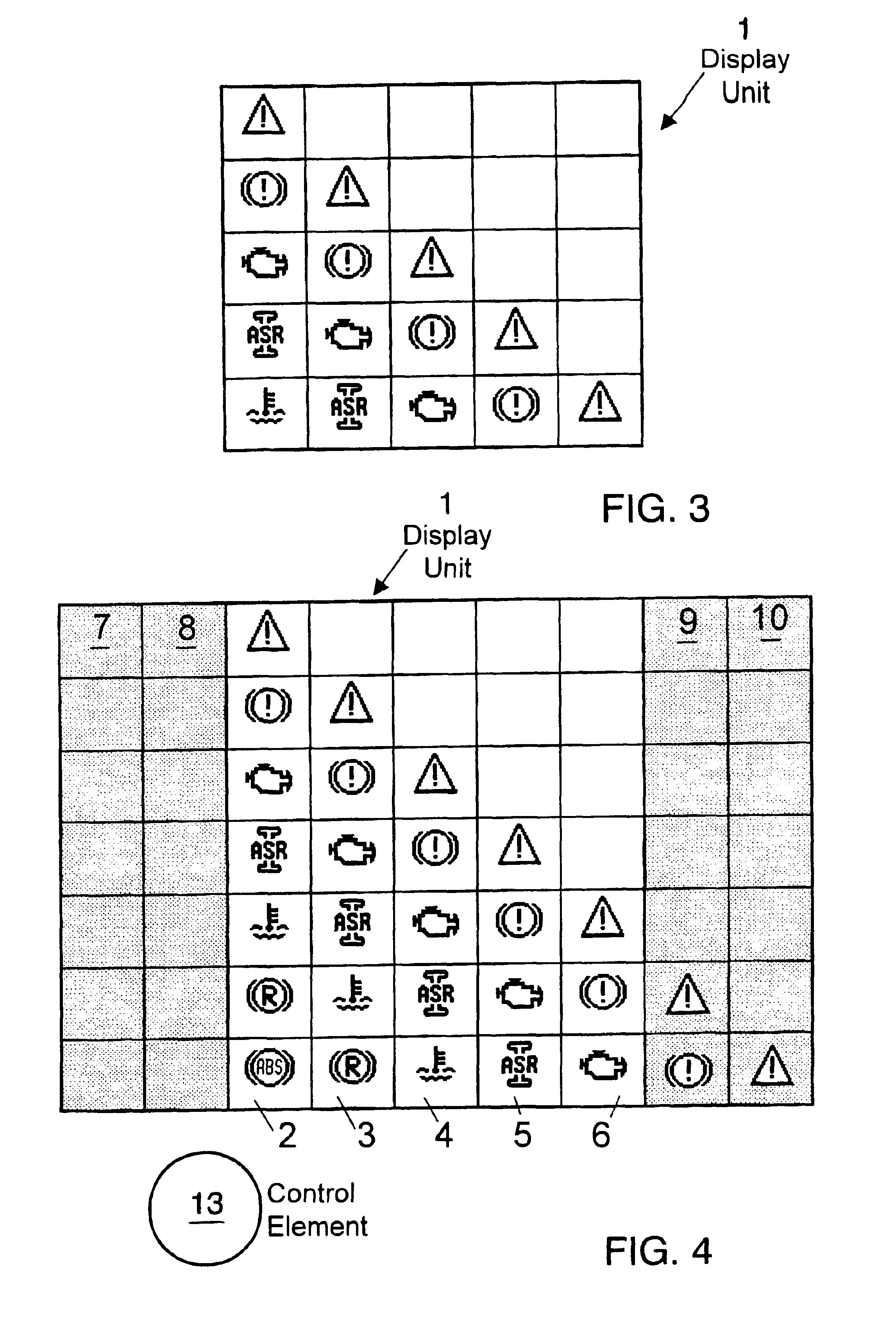 Device and method for displaying pictograms in a vehicle