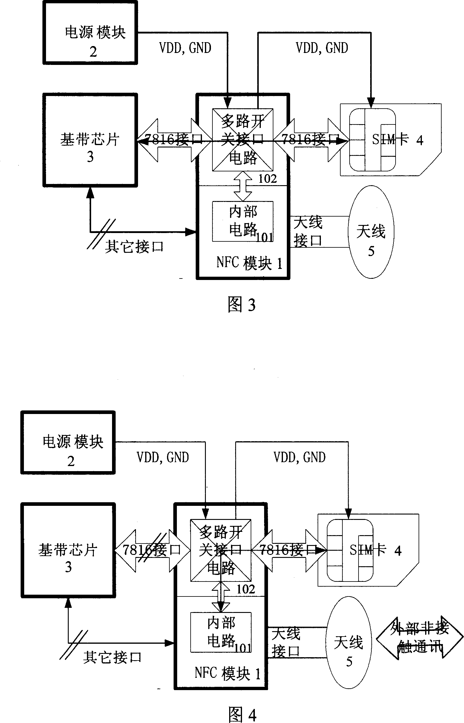 Near-field communication handset with multi-way switch interface and method of power supply and communication thereof