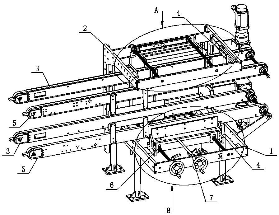 Conveying belt adjustment device used for carton sealing machine