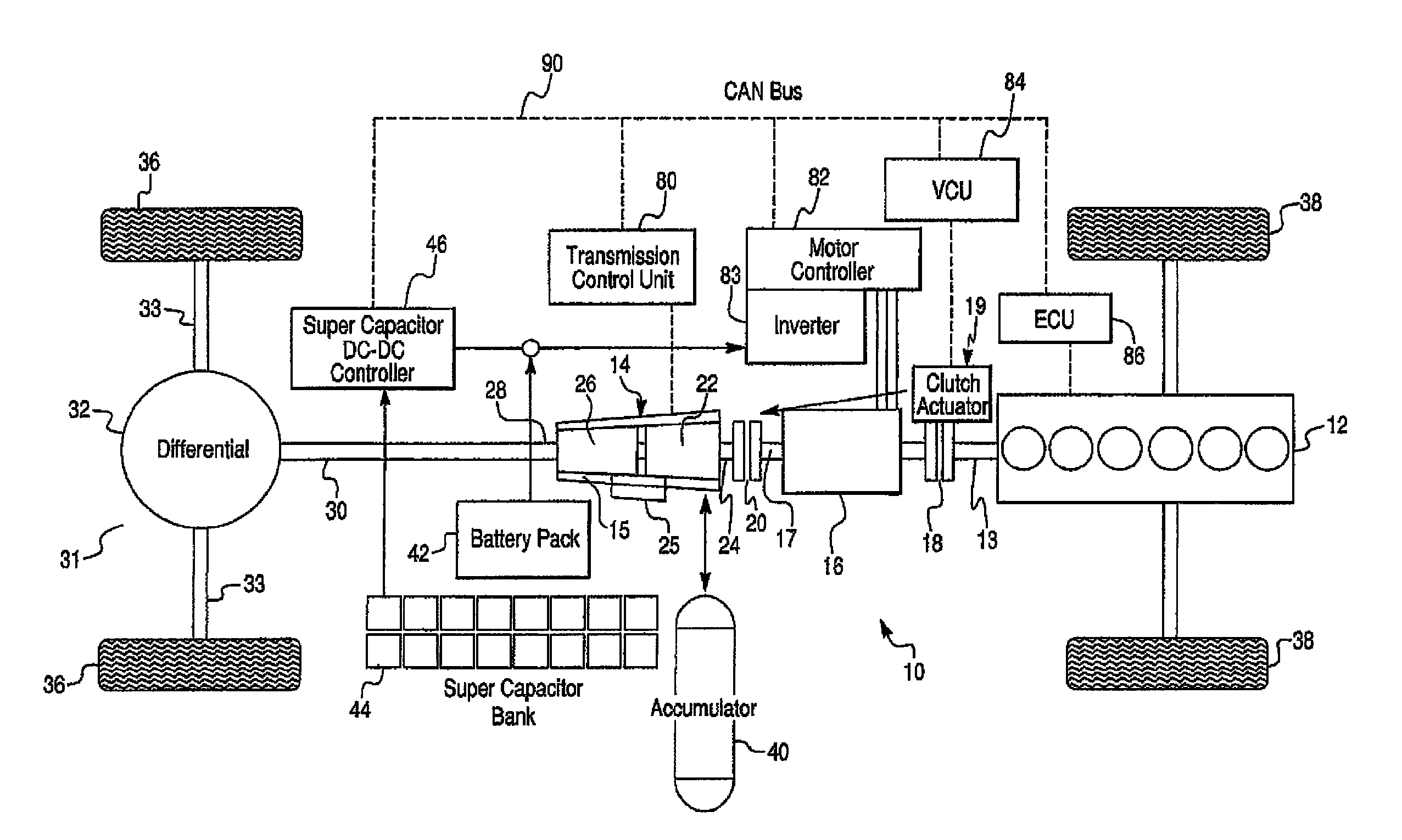 Hydro-electric hybrid drive system for motor vehicle