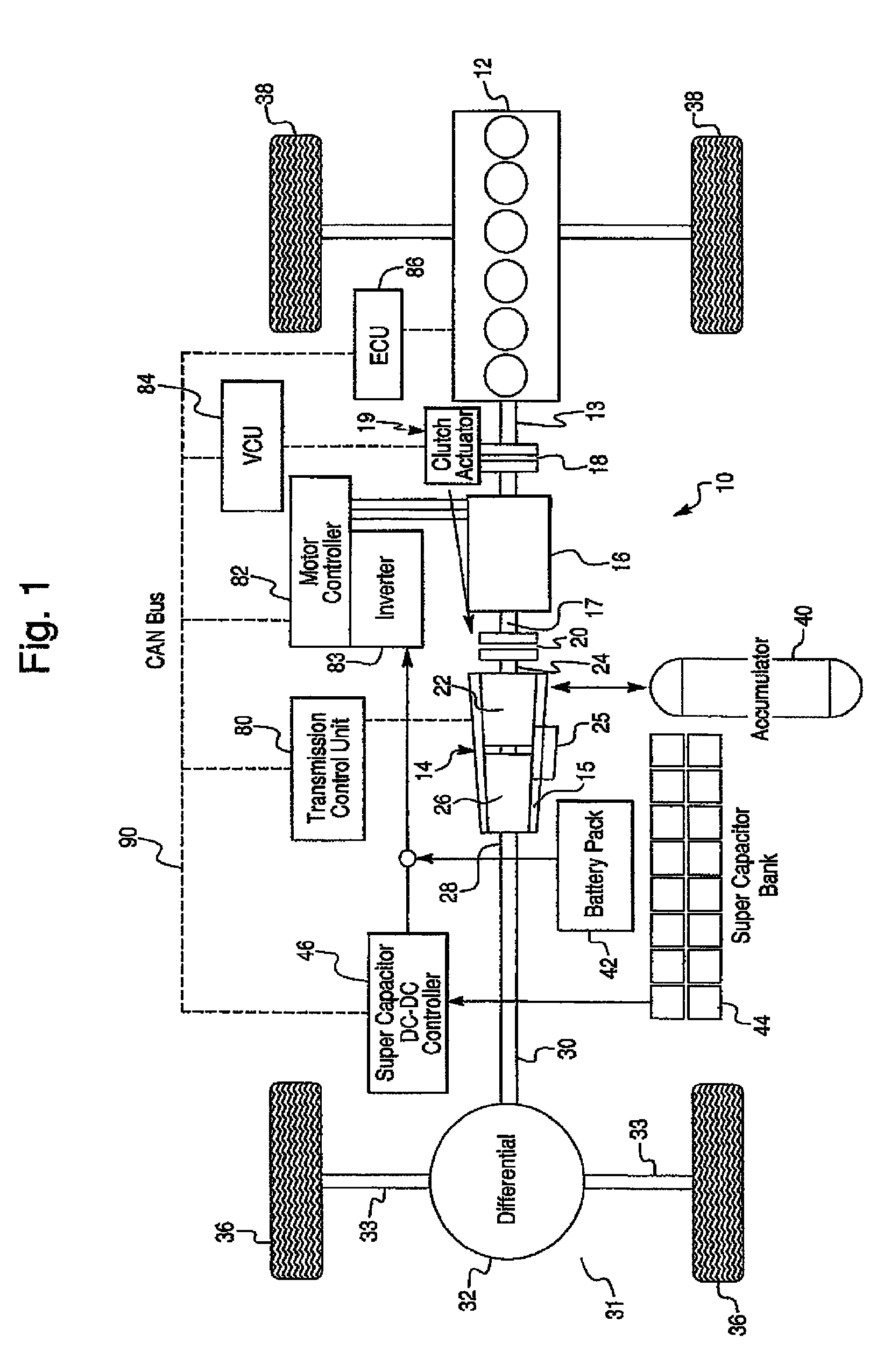 Hydro-electric hybrid drive system for motor vehicle