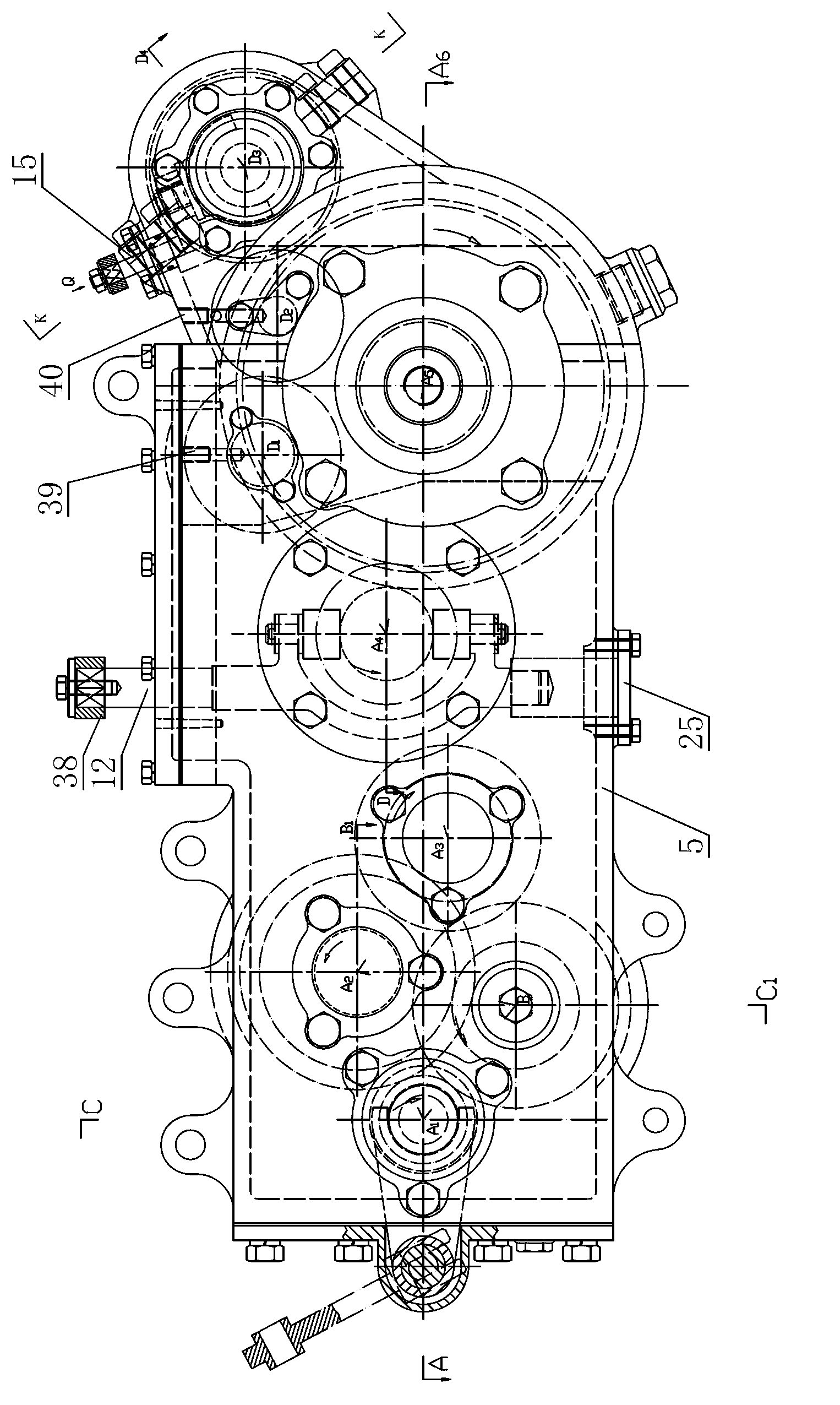 Multifunctional speed changing box