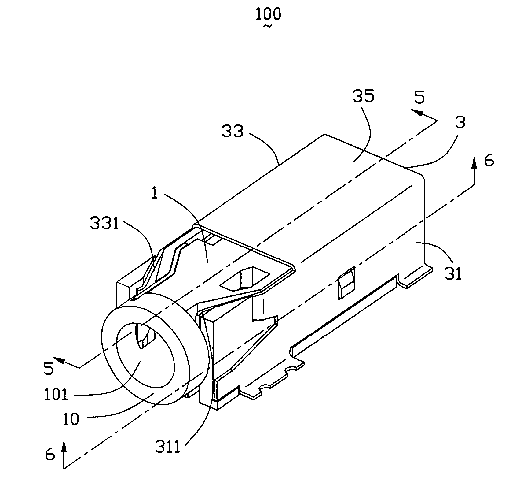 Electrical jack with improved grounding contact