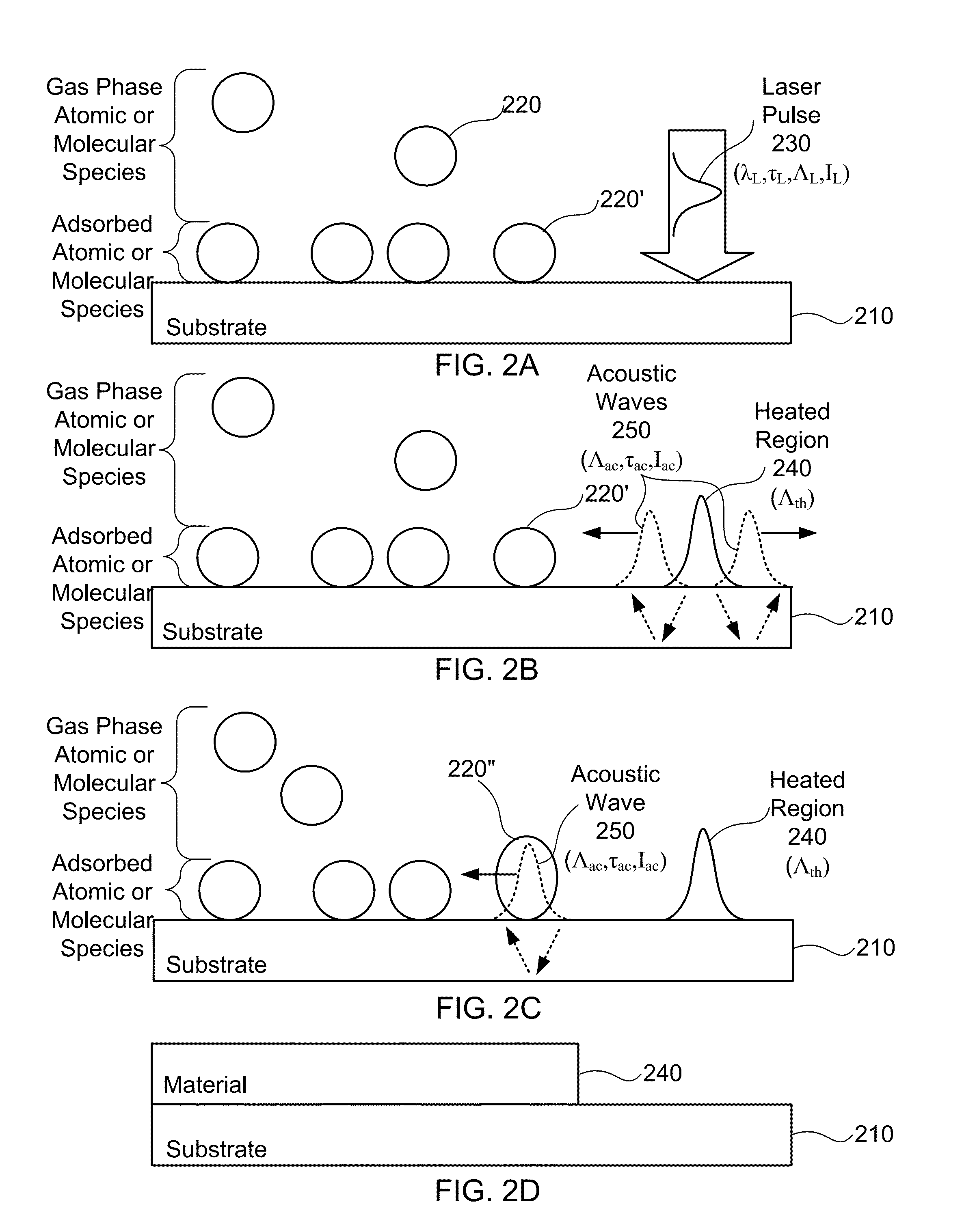 Systems and methods for enhancing mobility of atomic or molecular species on a substrate at reduced bulk temperature using acoustic waves, and structures formed using same