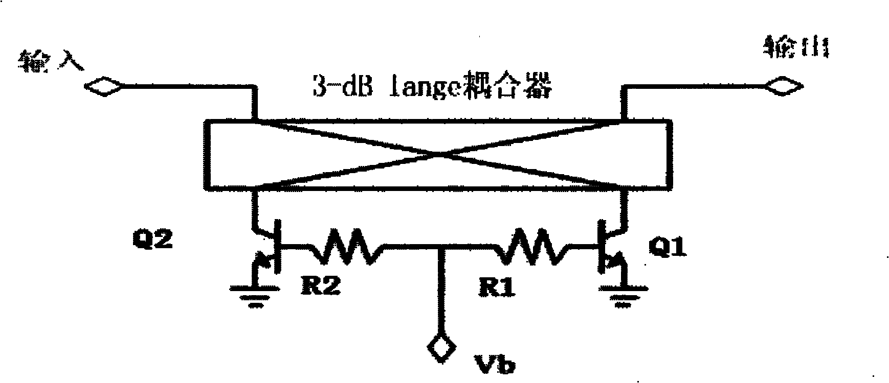 Simulated reflection type I-Q vector modulation circuit based on GaAs (Generally accepted Auditing standards) HBT (Heterojunction Bipolar Transistor) device