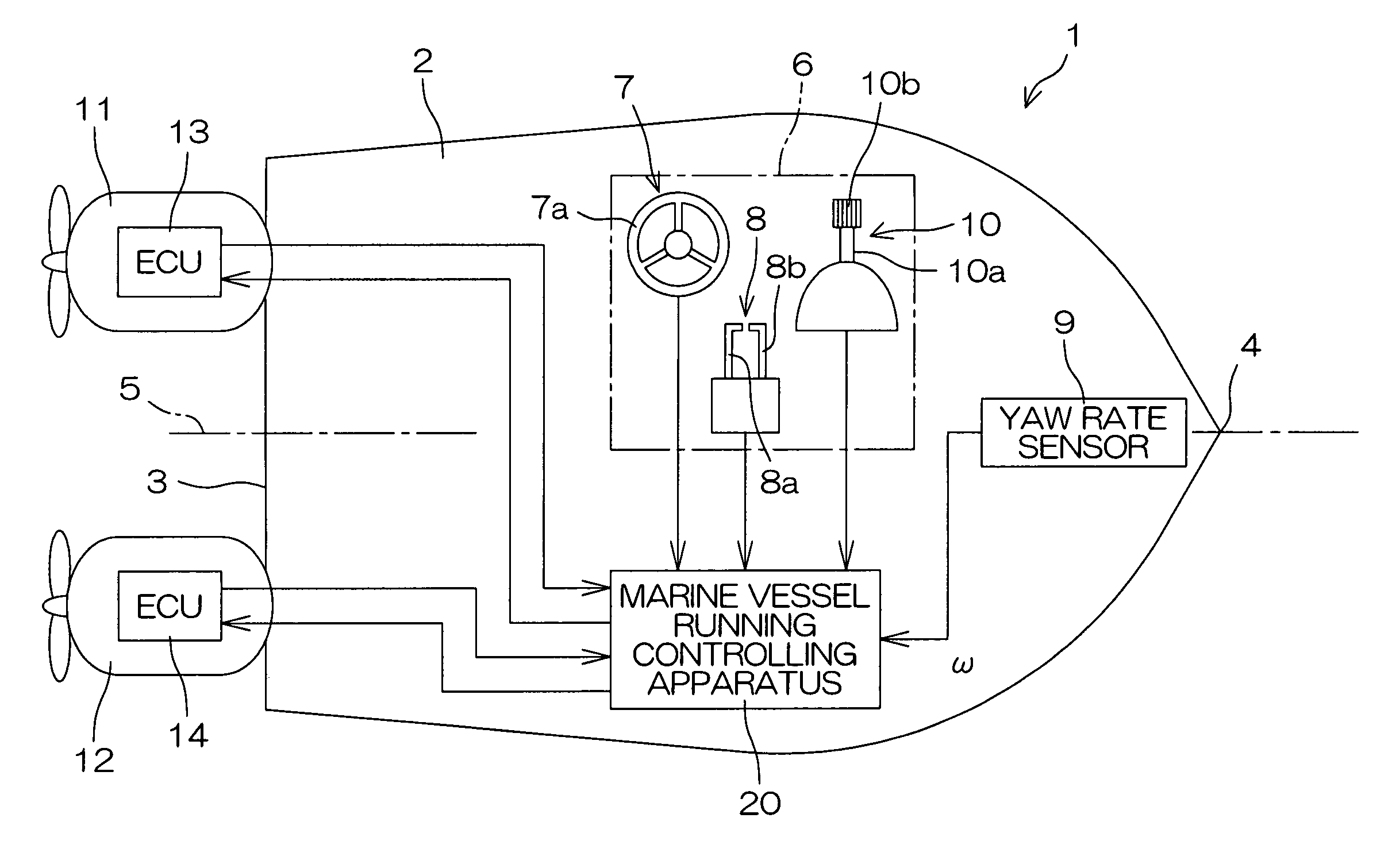 Marine vessel running controlling apparatus, marine vessel maneuvering supporting system and marine vessel each including the marine vessel running controlling apparatus, and marine vessel running controlling method