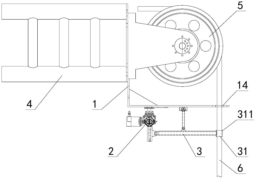 Crane pull rope shaking motion conversion device and crane