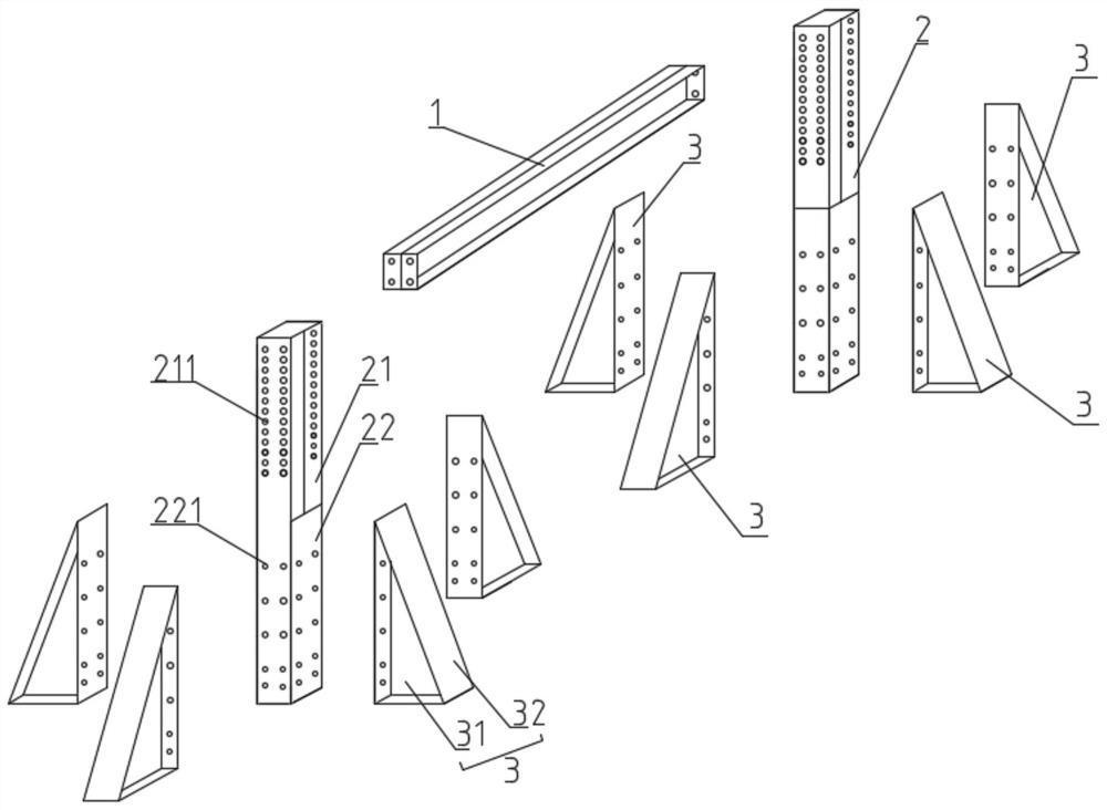 Assembled supporting frame for prefabricated stair performance detection