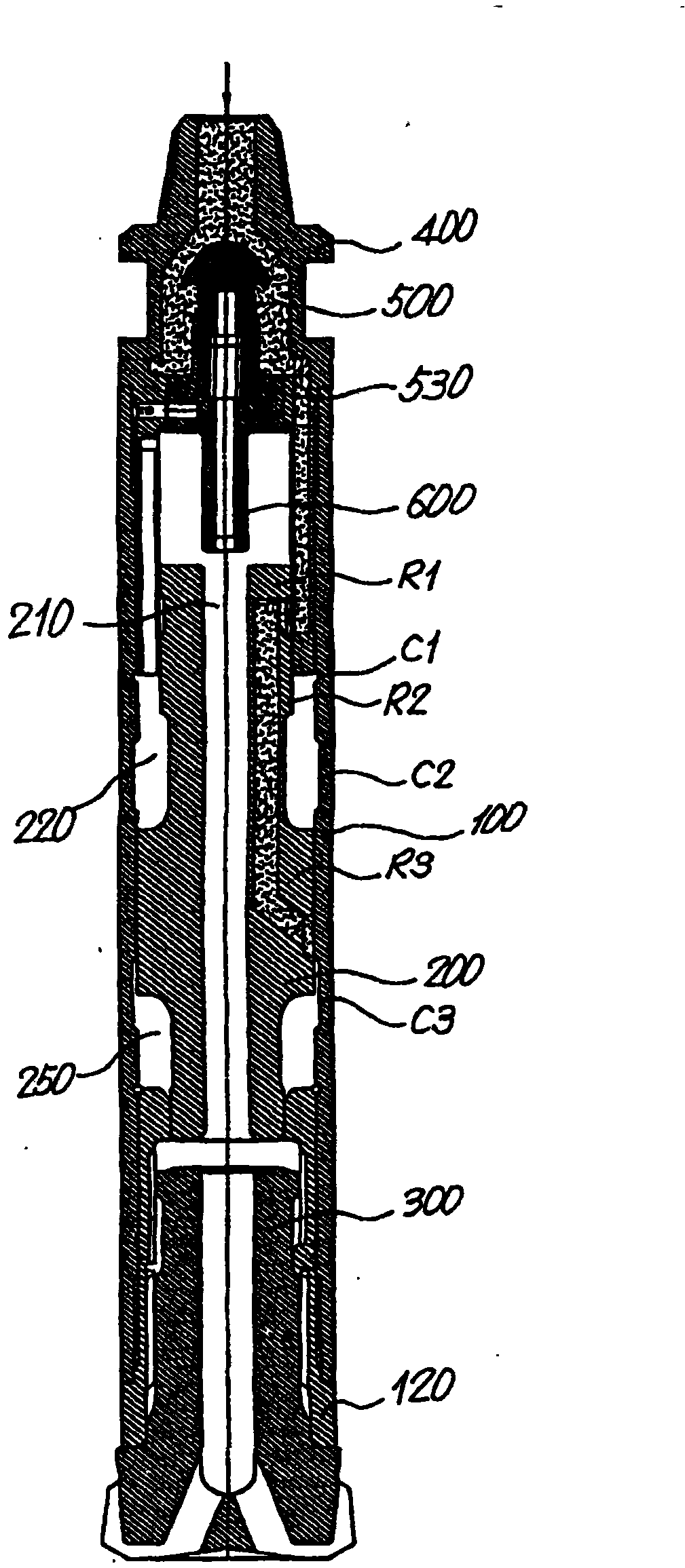 Ground drilling hammer and the driving method