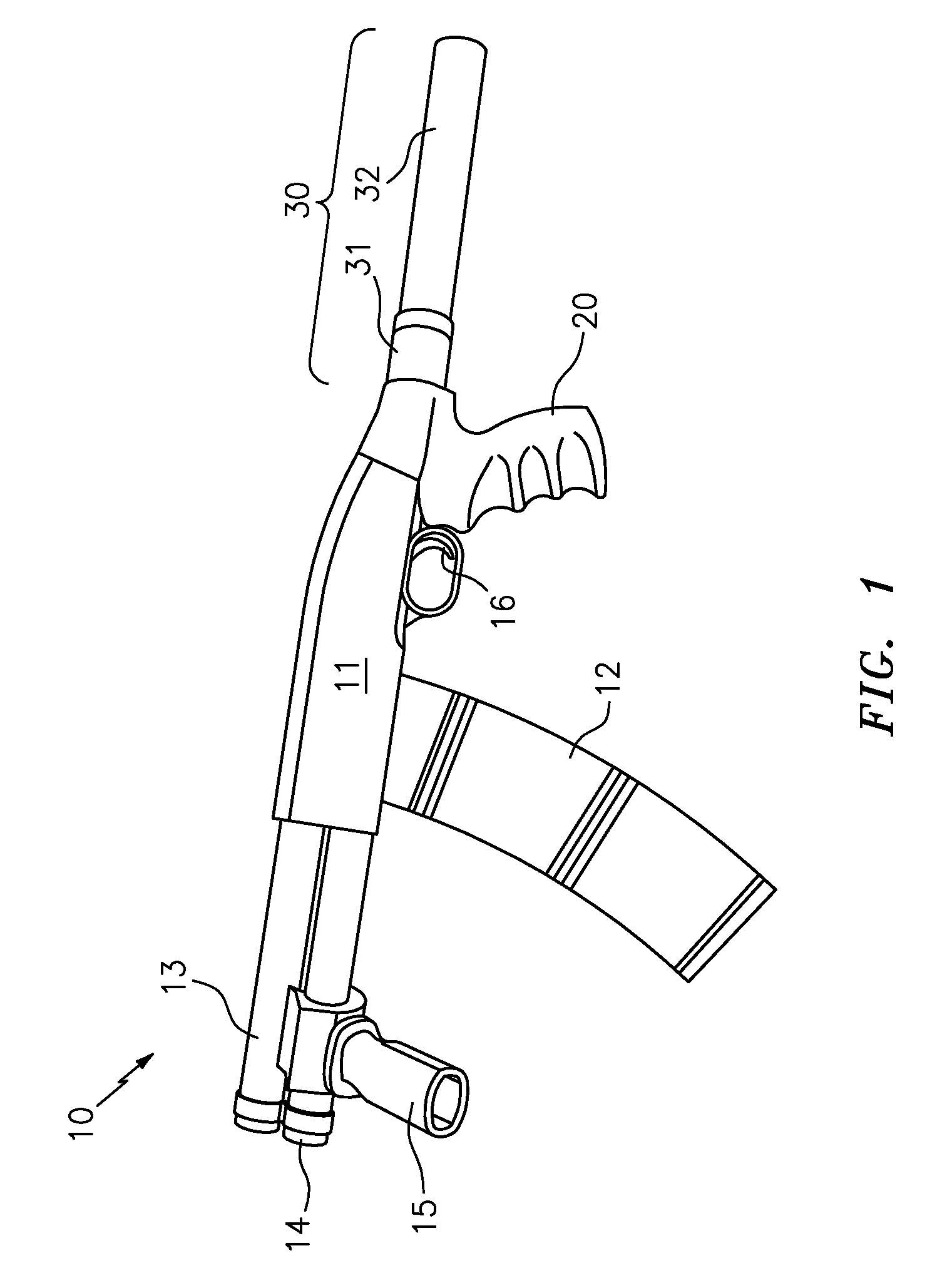 Firearm with shotgun receiver and stabilizing brace adaptor