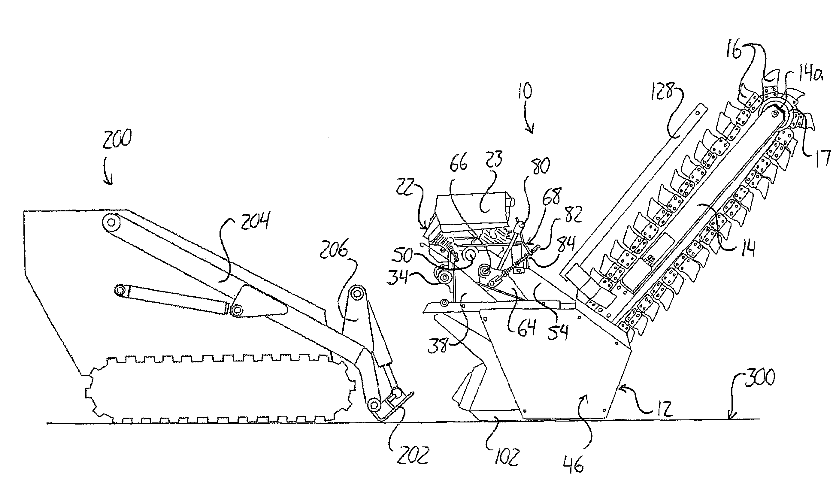 Trenching attachment having an internal combustion engine