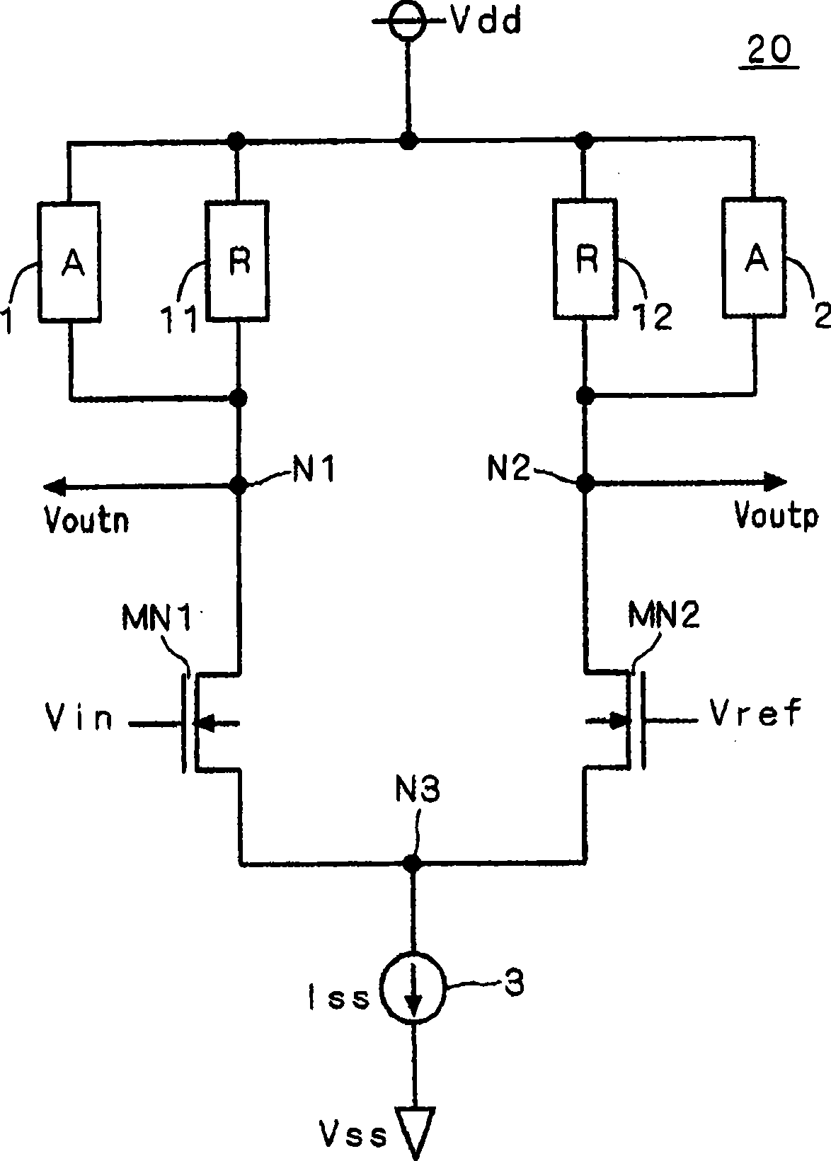 Differential amplifier circuit and A/D converter