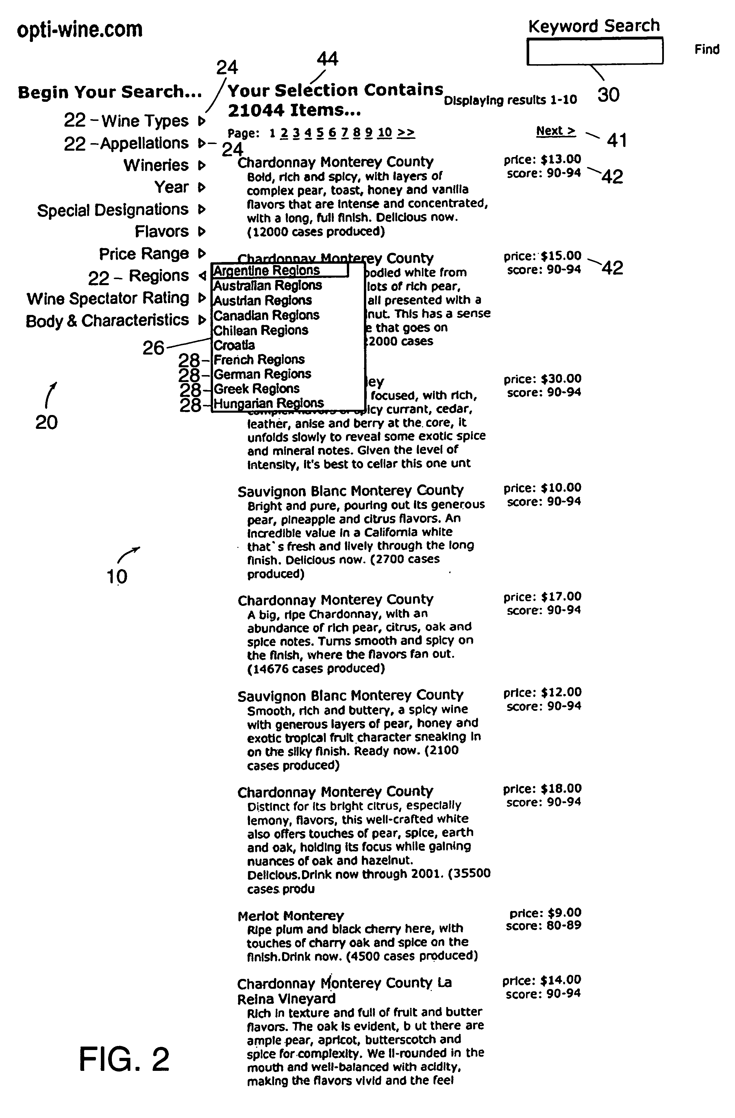 Hierarchical data-driven search and navigation system and method for information retrieval