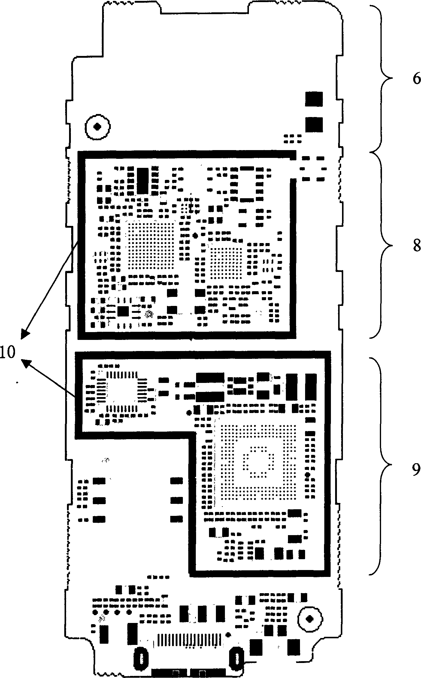 TD-SCDMA mobile phone circuit board for implementing eftective integral distribution