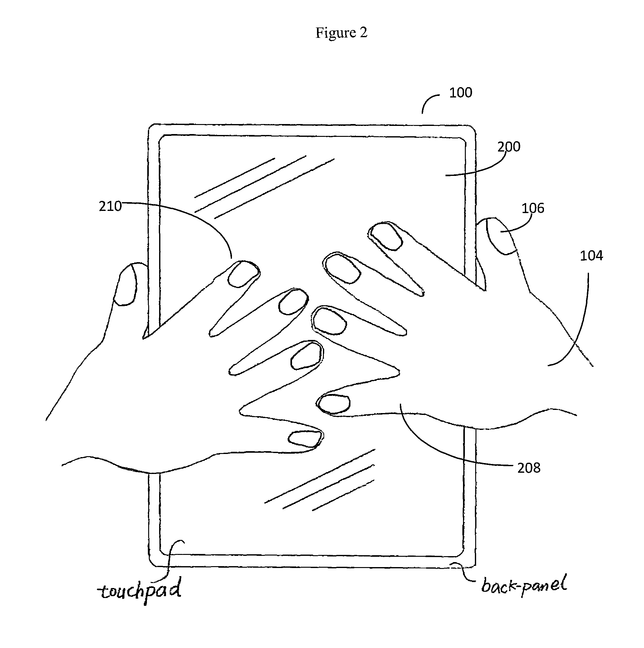 Method for user input from alternative touchpads of a handheld computerized device