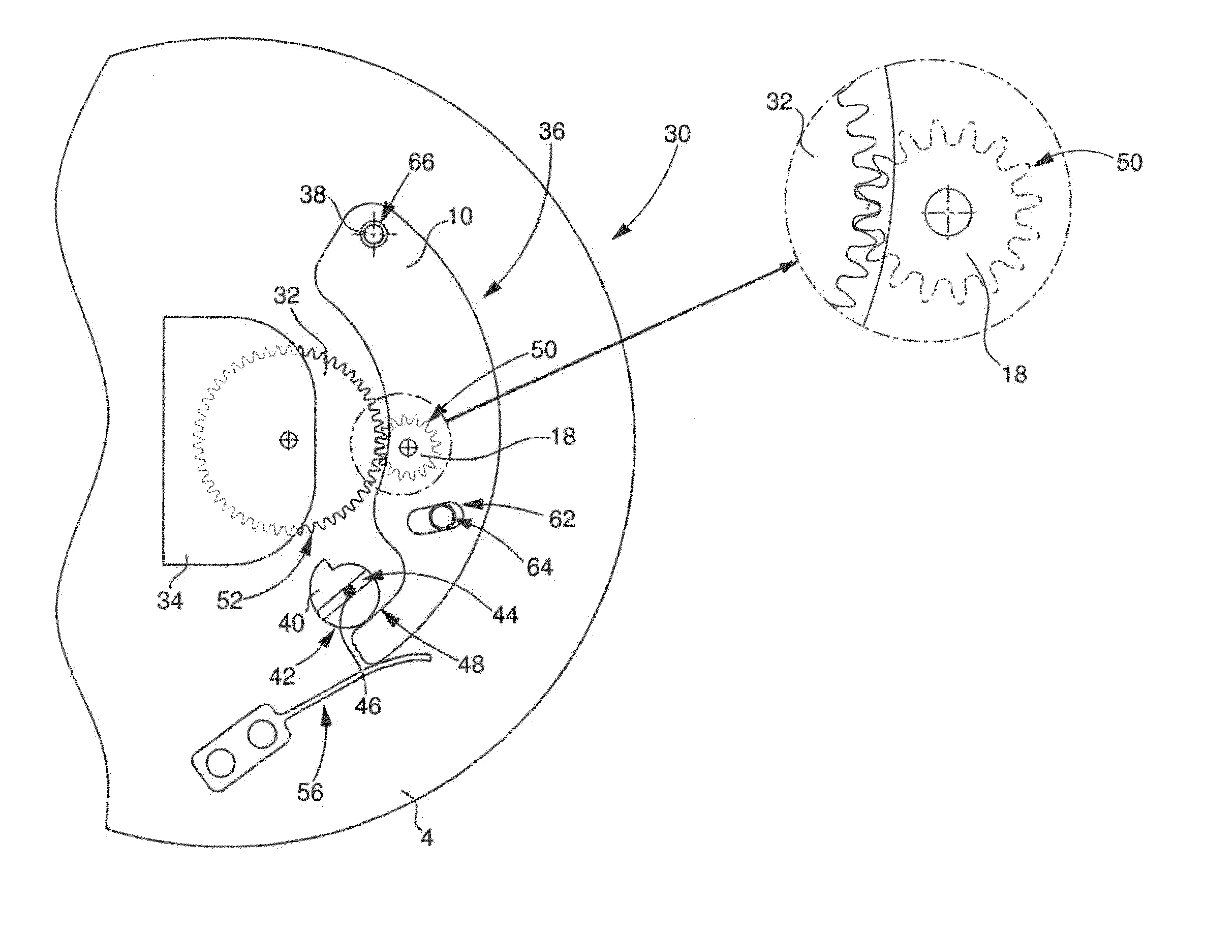 Timepiece movement comprising a module fitted with a wheel set meshing with another wheel set pivoting in a base on which the module is mounted