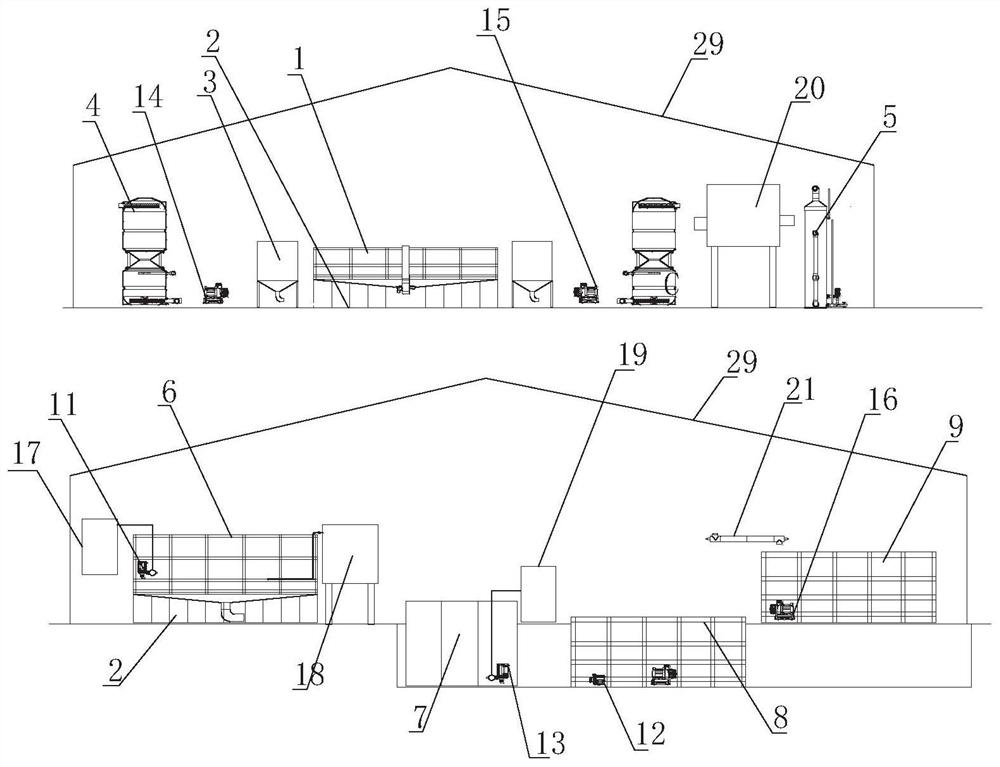 Self-purification recirculating water fish, vegetable and poultry symbiotic aquaculture device