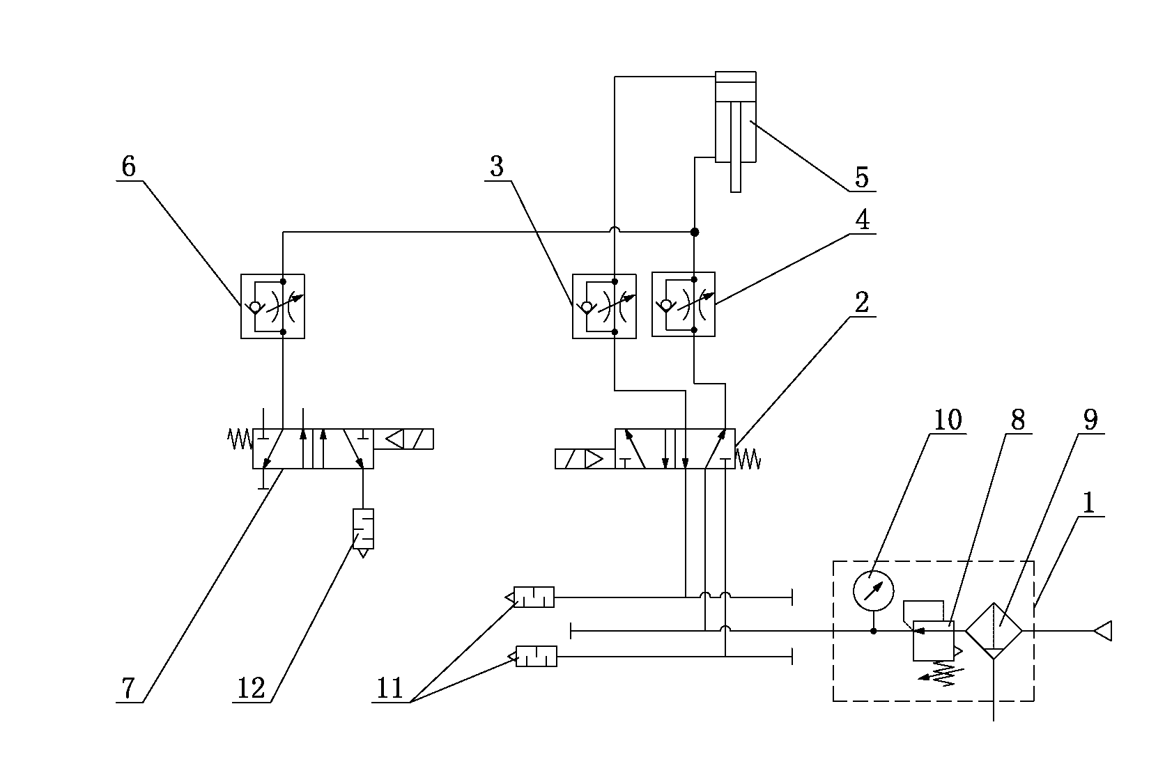 Pneumatic device with quick exhaust function