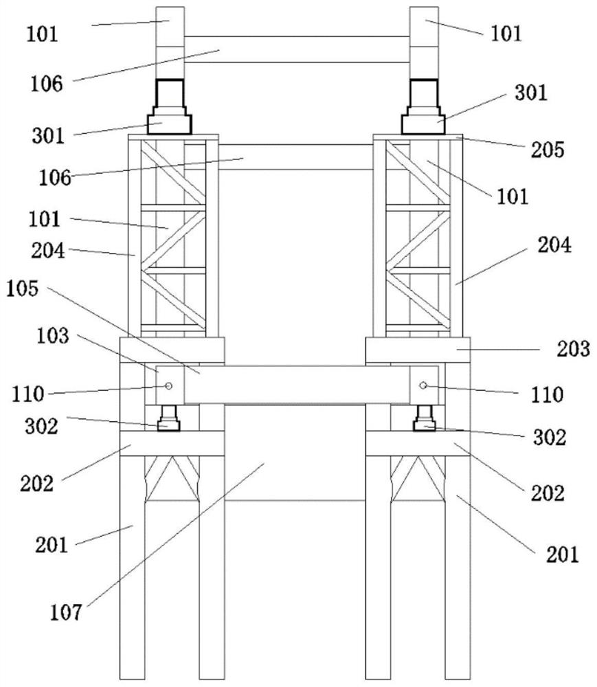 Longitudinal beam and arch rib forming control device of steel arch bridge