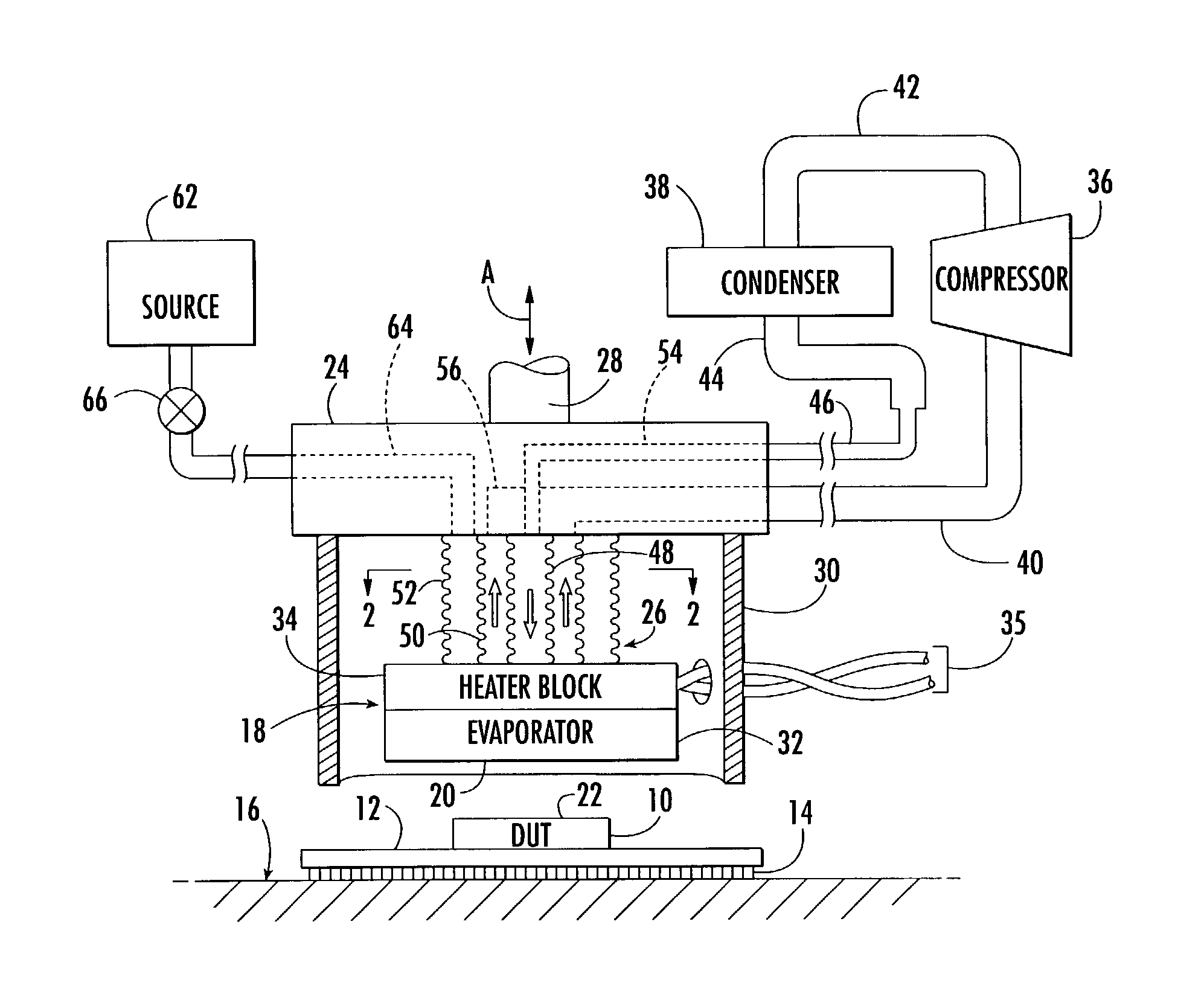 Apparatus and method having mechanical isolation arrangement for controlling the temperature of an electronic device under test