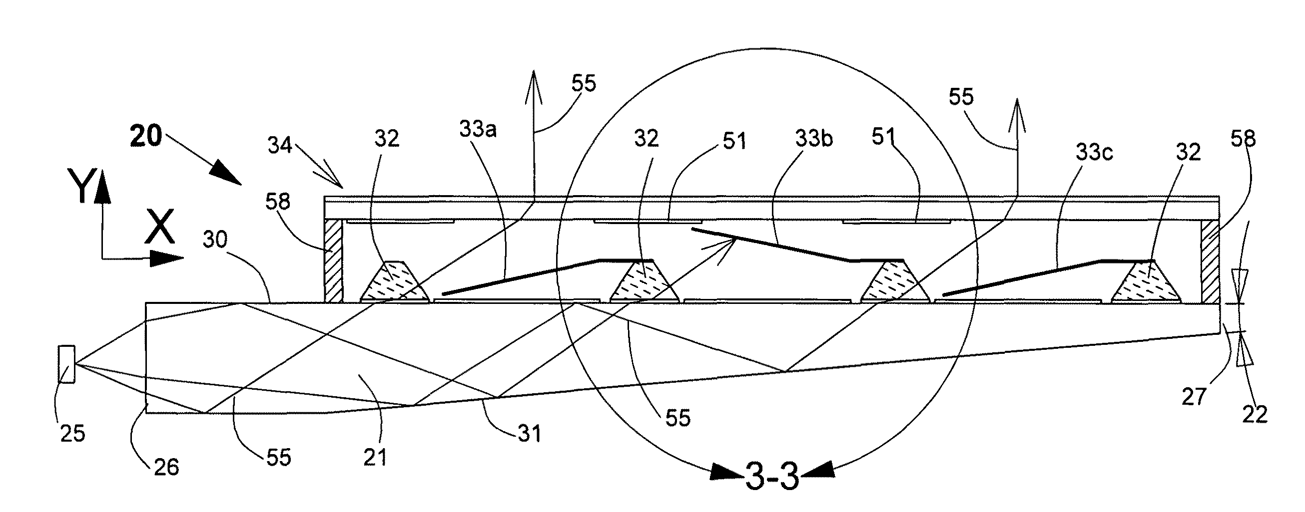 Display including waveguide, micro-prisms and micro-shutters