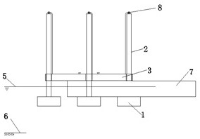 Three-barrel-foundation suction pile supporting box girder anemometer tower and construction method