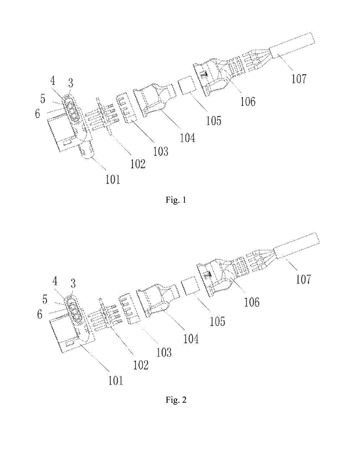 Four-pin ac parallel connector and male and female thereof