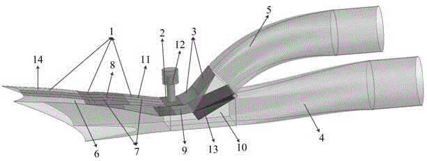 Inner wave-riding turbine-based combined power inlet with binary variable geometry