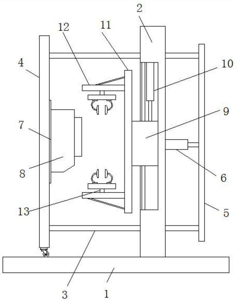 Detection tool structure for floor rear lower crossbeam
