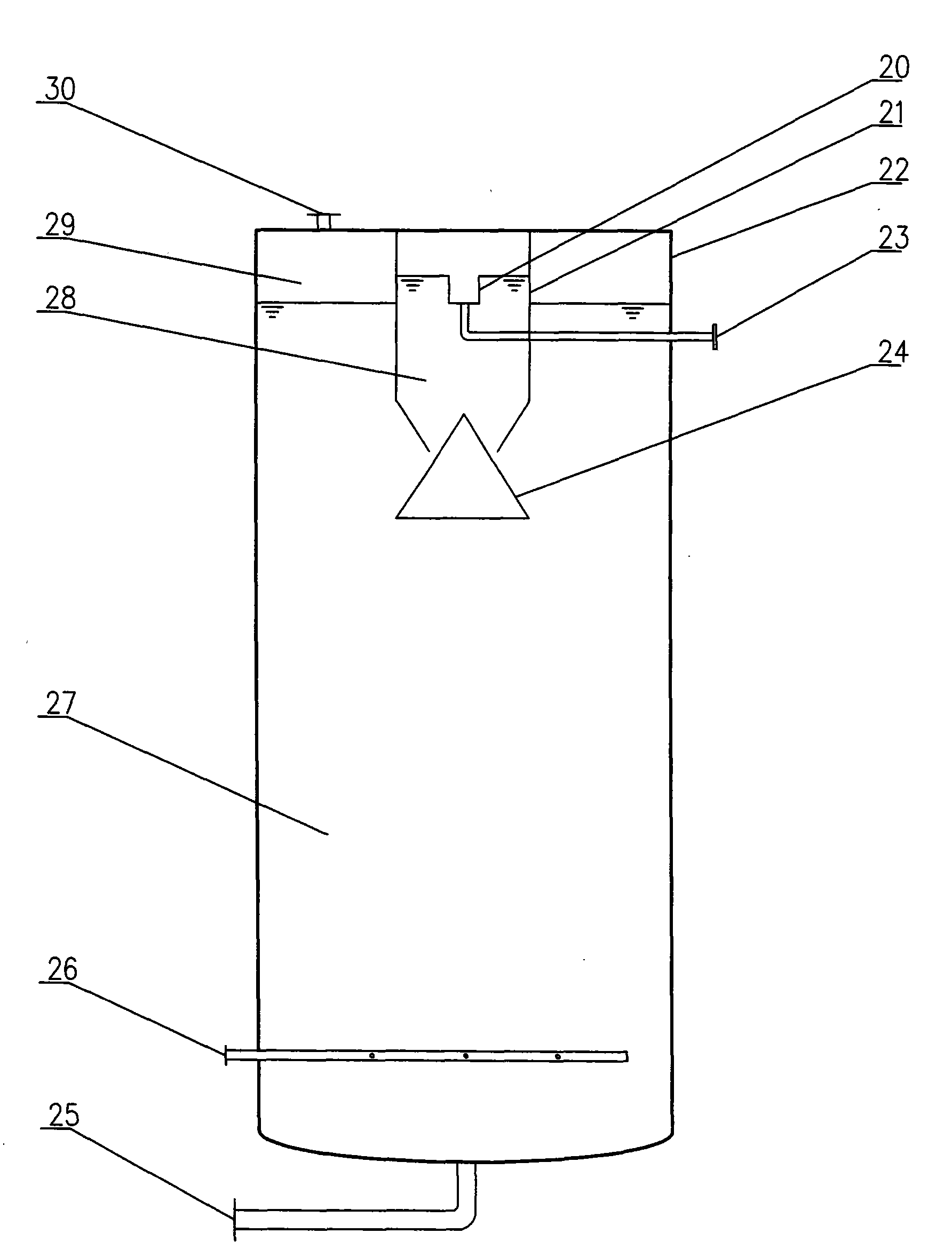 Vertical anaerobic process tank integrated triphase separator