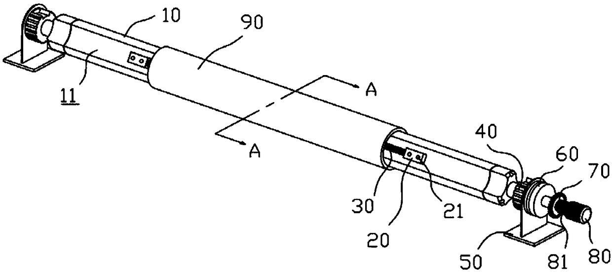 A tensioning mechanism for film-attached winding tube core