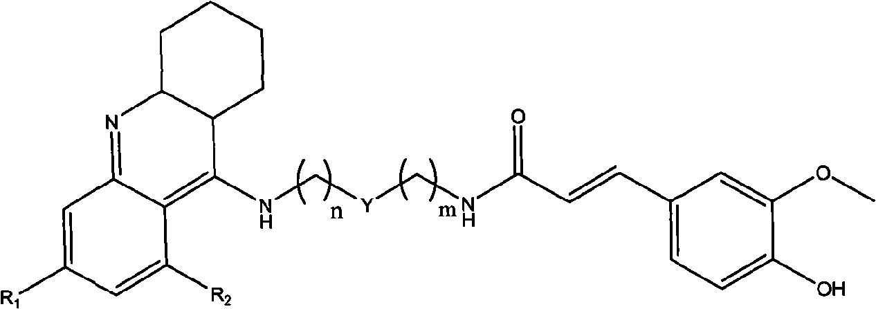 Tacrine-ferulaic acid hetero-blend, preparation method and pharmaceutical compositions thereof