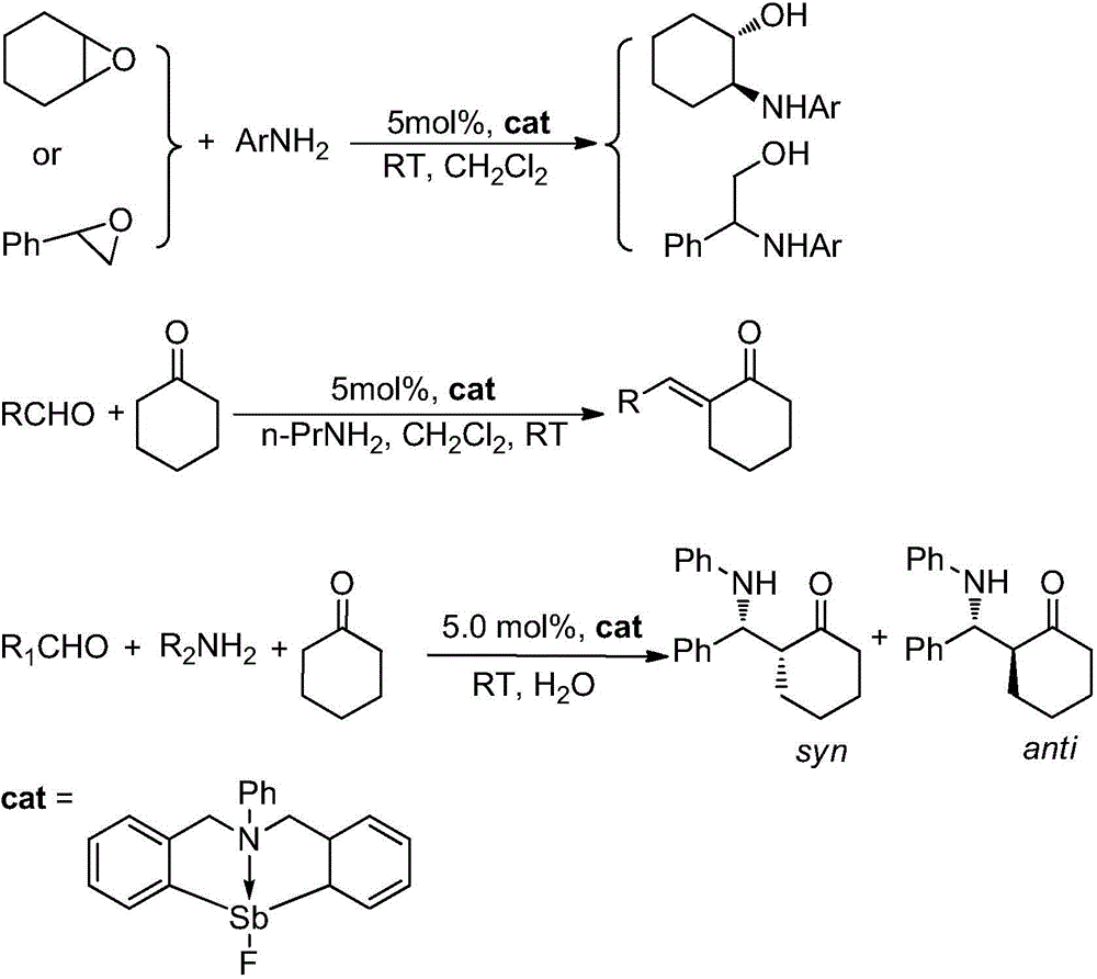 Catalytic synthesis application based on frustrated Lewis acid-base pair