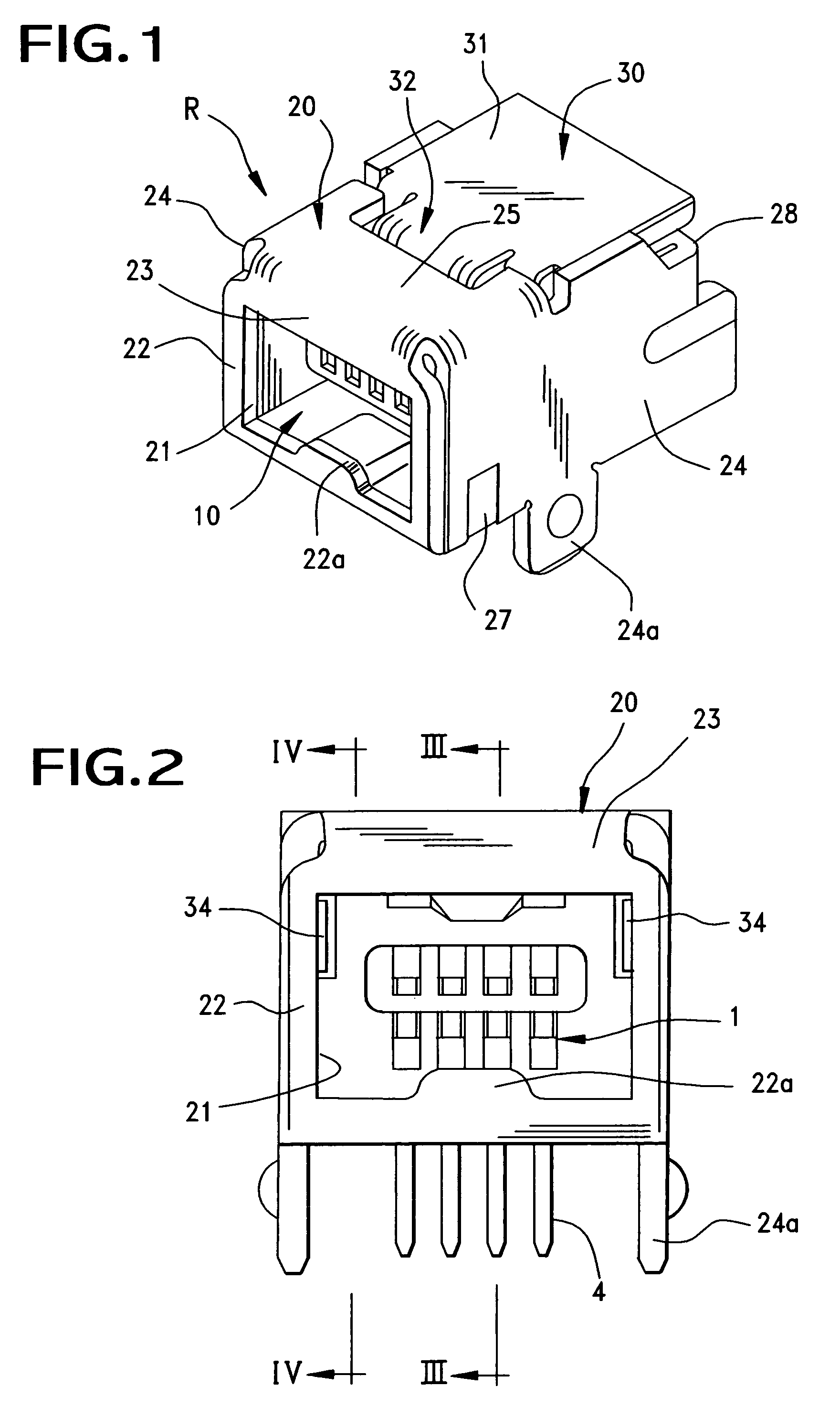 Shielded connector of reduced-size with improved retention characteristics