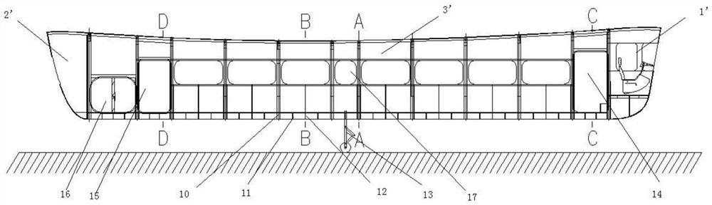 Large-scale low-cost double-wall structure airship pod with composite materials without mechanical connection