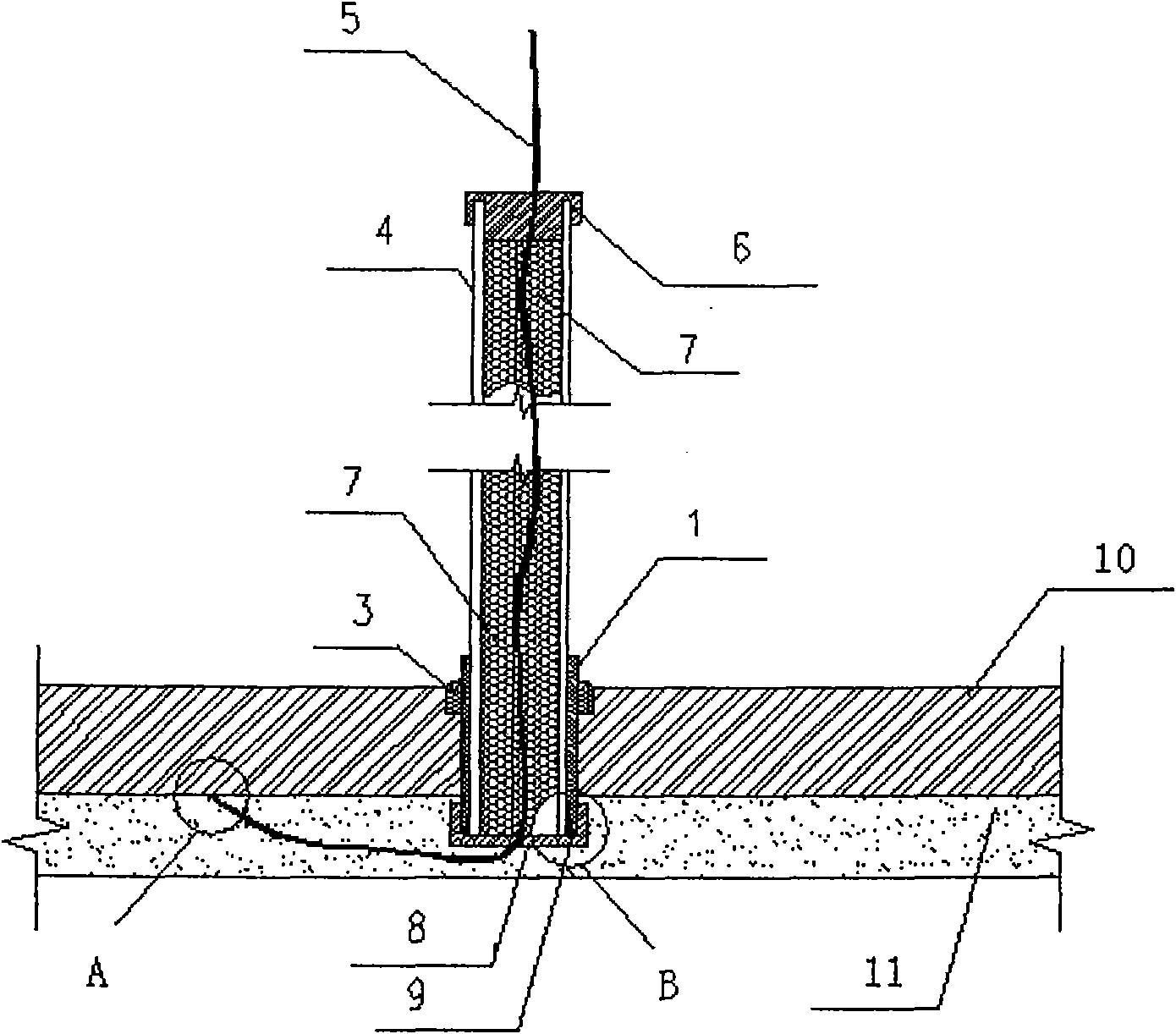 Pipe-jacking cathode protection embedding device and embedding method thereof