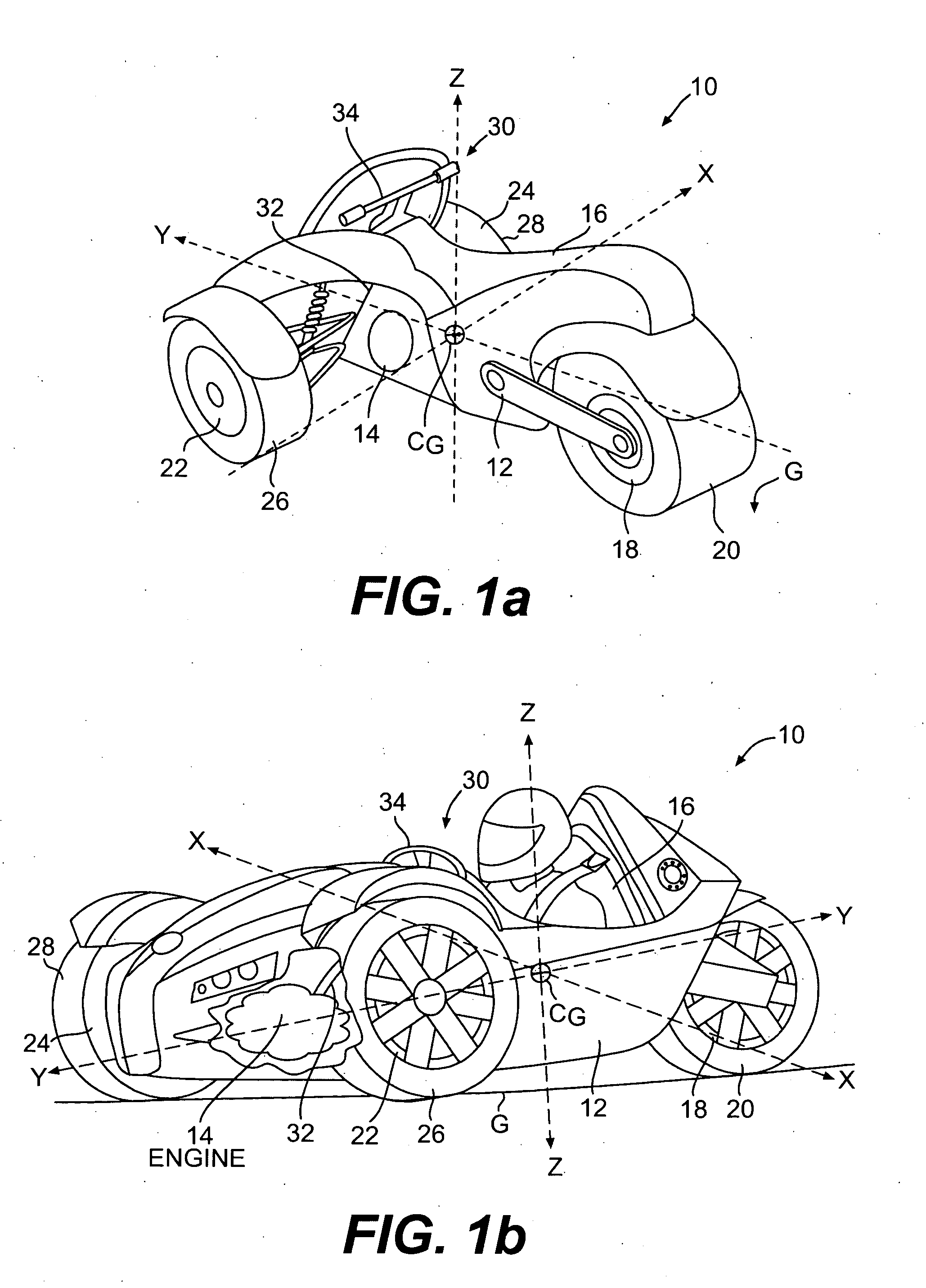 Electronic stability system on a three-wheeled vehicle