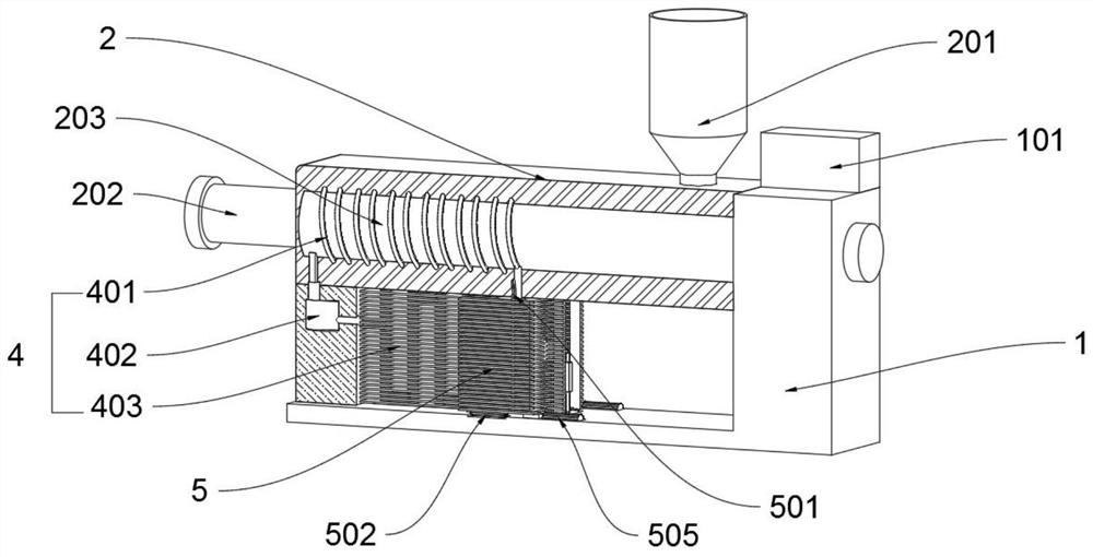 High polymer material production extruder provided with cooling mechanism