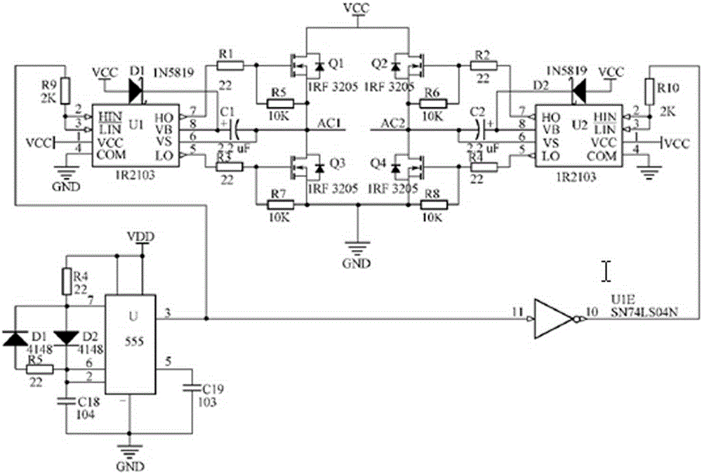 Wireless charger employing H bridge and multivibrator