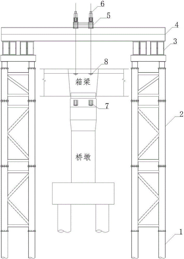 Dragging, translating and lowering device and method for dismantling pier top beam section and pier
