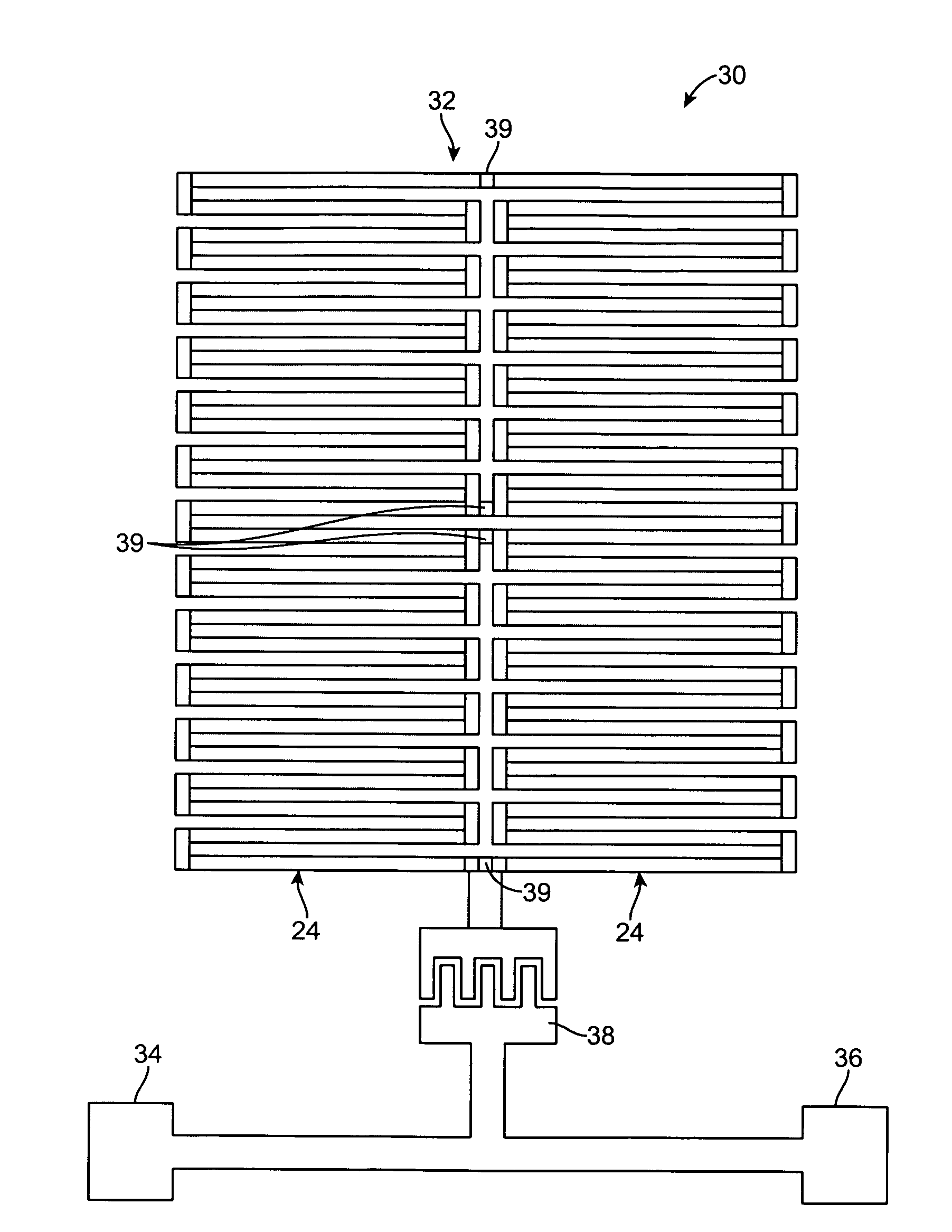 Zig-zag array resonators for relatively high-power hts applications