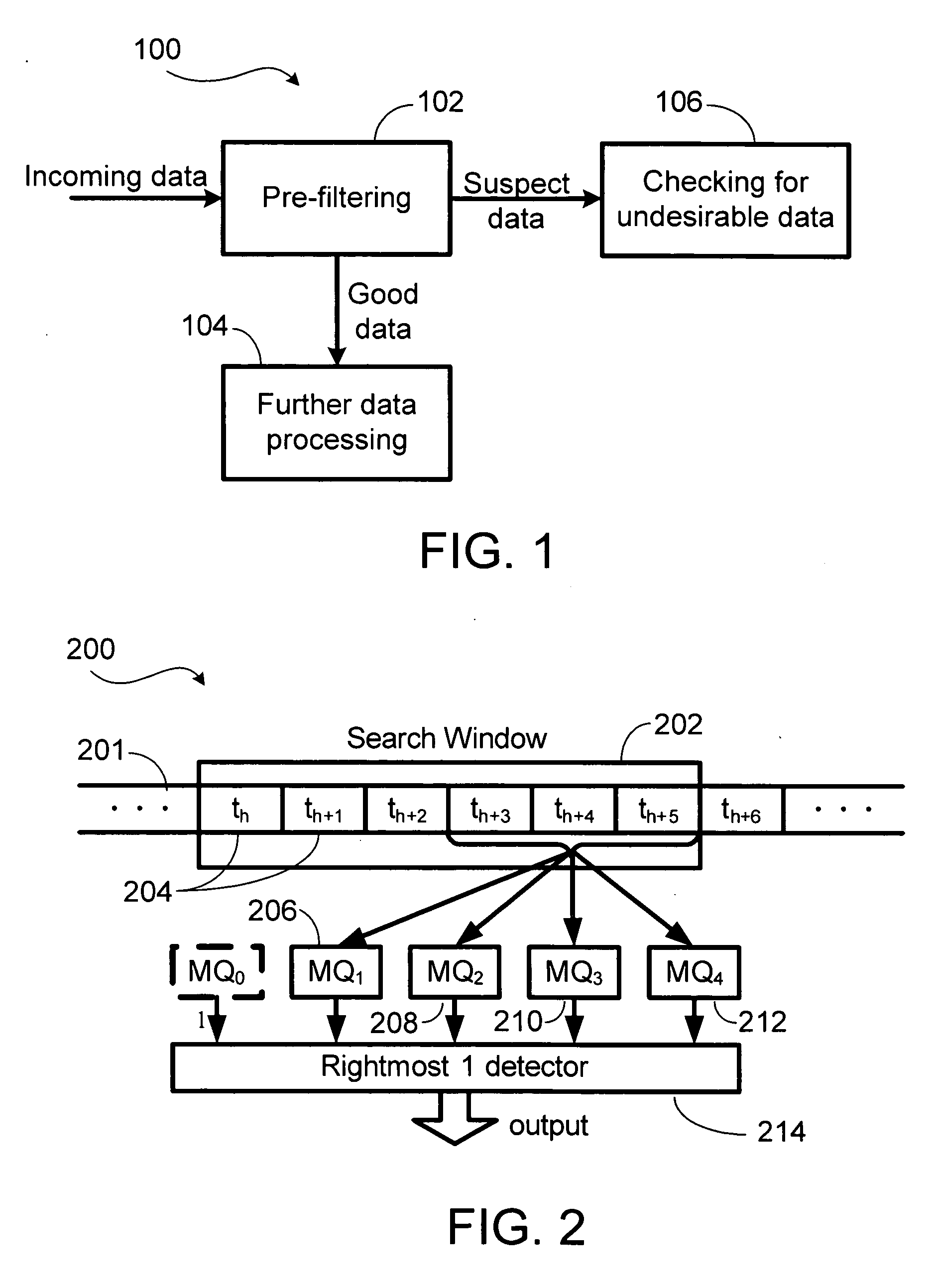Apparatus and method for efficient data pre-filtering in a data stream