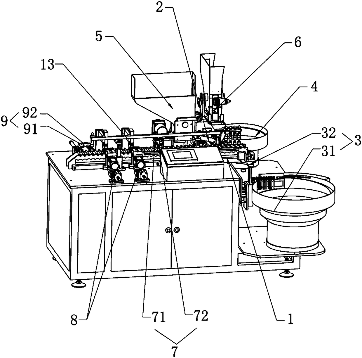 Automatic assembly machine of rotating crayon